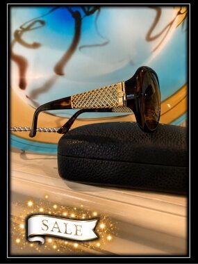 Gucci Sunglasses Gold Plated Mesh with Case